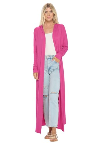 Image of Isaac Liev Women's Maxi Cardigan Casual Extra Long Open Front Floor Length Lightweight Duster Cardigans Womens with Hoodie