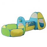 3 in 1 Kids Play Tent with Tunnel & Ball Pit,Pop Up Indoor/Outdoor Playhouse for Boys and Girls,Crawling Tunnel Toy with Fun Toss It Game Zone,Easy Setup Foldable Carry Bag (Balls Not Included)