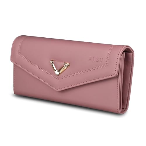 ALSU Women's Hand Wallet Purse Clutch | Phone Pocket | Coin Pocket | 4 Card Slots (Peach)