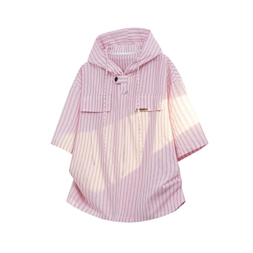 Henley t-shirt à capuche homme à rayures verticales en coton