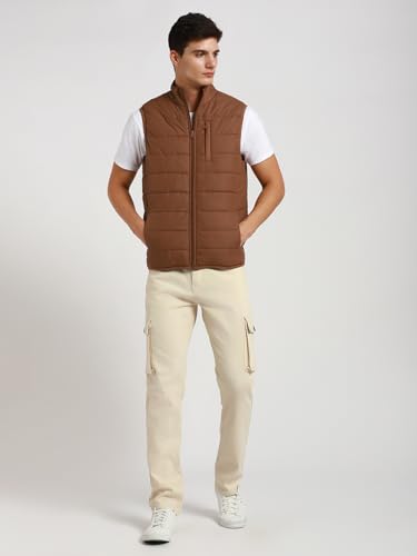 Image of Dennis Lingo Men Regular Fit Polyester Sleeveless Solid Jackets