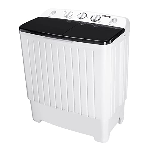 Upstreman Portable Mini Washing Machine, Washing and Drying Timer, Three Washing Modes Up to 1700 RPM, Soaking Function,11 lbs Washer and 6.6 lbs Spin Dryer, Twin Tub Washing Machine for Dorms, Apartments, RVs and Travelings,White-WM35