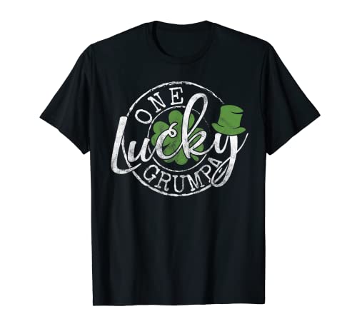 Homme One Lucky Grumpa Grandpa Trèfle irlandais St Patrick's Day T-Shirt