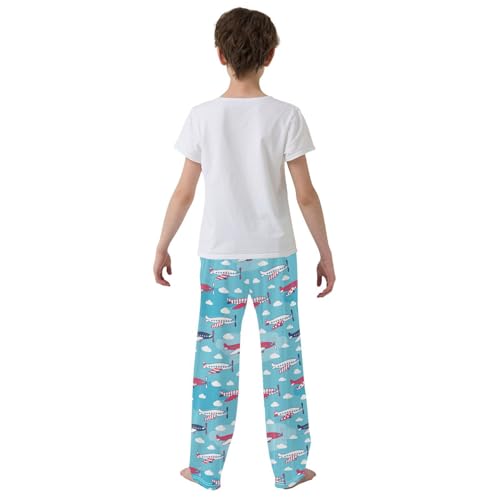 ZZXXB Airplane Clouds Boys Long Pants Soft Trousers Elastic Waist Kids Lounge Bottoms with Pockets S-XL3