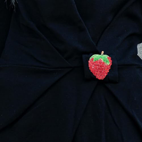 Broche fraise strass incrusté épingle à revers pour robe de soirée et accessoires de mode chics