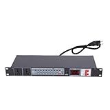 Denash Stromsequenz -Controller, 10 -Kanal -Leistungssequenzer mit Digitaler Spannungsanzeige, 10 -Auslass -Rack -Breitstreifen, Überspannungsschutz, 15A 6 -Fuß -Netzkabel (EU-Stecker)