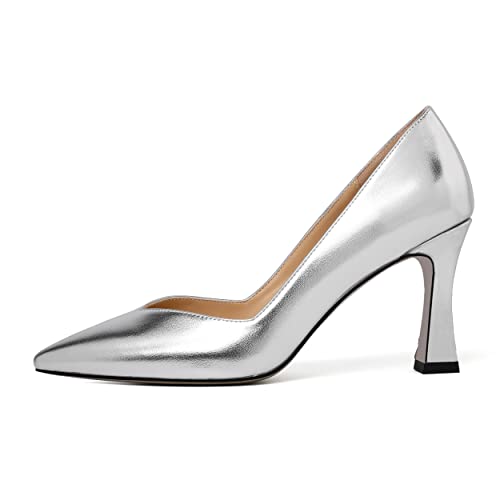 NUMALEO Womens Evening Sexy Pointed Toe Solid Slip On Spool High Heel Pumps Shoes 3.3 Inch2