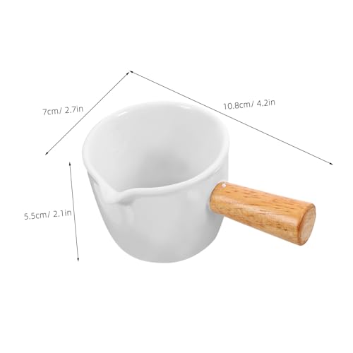 FUNOMOCYA Milk Cup Coffe Cups Espresso Cup Coffee Cups Mini Measuring Cup Milk Dispenser Container Coffee Mugs Creamer Pitcher Cream Jug Ceramic Honey Pitcher Coffee Pitcher Wooden White