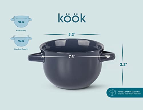 image for Kook French Onion Soup Crocks with Handles, Ceramic Bowls, for Rice, D