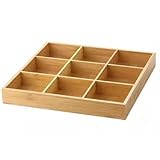 Mearrineser のクリエイティブな竹製の九官格タイプの焼肉店用食器トレイ、ホットポット店用のお椀追加可能な食器用の区分けトレイ、多格の木製ボックス