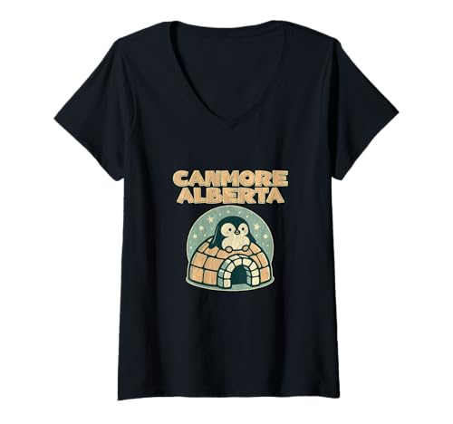 Mujer Canmore Alberta Canadá - Lindo pingüino Camiseta Cuello V