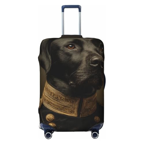 Black Dog Dressed As An Admiral Elastic Travel Luggage Covers Dustproof Scratch-Resistant Suitcase Protector Fit 22-24 Inch
