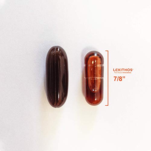 Lekithos® 100% All-Natural Sunflower Lecithin Capsules - 120 Count - Cold Pressed (Solvent Free) - Non-Gmo Project Verified - Certified Vegan - Rich In Phosphatidyl Choline #TOP6