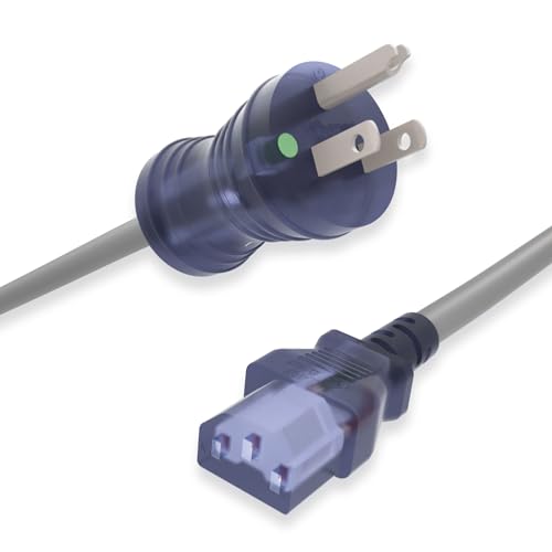 Cablelera North American Hospital Grade Power Cord, Indoor Extension Cord, HG NEMA 5-15P to IEC-60320 C13, Heavy Duty 14AWG, 125V, SJT, Fully Molded, 10ft