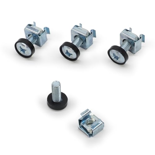 Waytex 37344 Kit Vis et Ecrou cage avec rondelle, pour Baie de brassage, Coffrets réseau, Baie serveur, compatible 19 pouces et 10 pouces – Lot 4