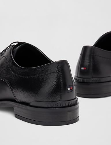 Tommy Hilfiger Herren Derby Schuhe Corporate aus Leder, Schwarz (Black), 40 – Ansicht 9