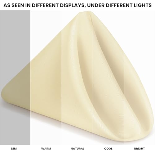 Utopia Home [24 Pack, Ivory] Cloth Napkins 17x17 Inches, 100% Polyester Hemmed Edges, Washable and Reusable Ideal for Parties, Weddings and Dinners