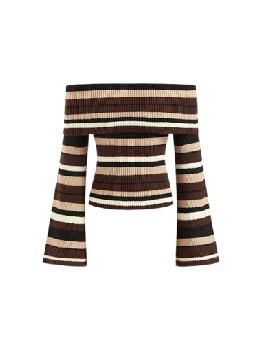 Image of CIDER Off The Shoulder Tops for Women Long Sleeve Going Out Y2K Tops Knit Pullover Fall Outfits Trendy