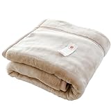 西川 毛布 冬用 ダブル アクリル 【ロングセラー“眠りの恋人”】 180×210cm 2枚合わせ 洗える グレーベージュ 毛羽部分：アクリル100％ 抗菌 日本製 泉大津 マイヤー毛布 衿付き 無地 あったか 冬 ブランケット