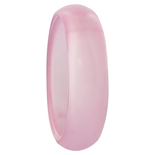 Pink Agate Gemstone 6mm Unisex Band Ring Size 7.5