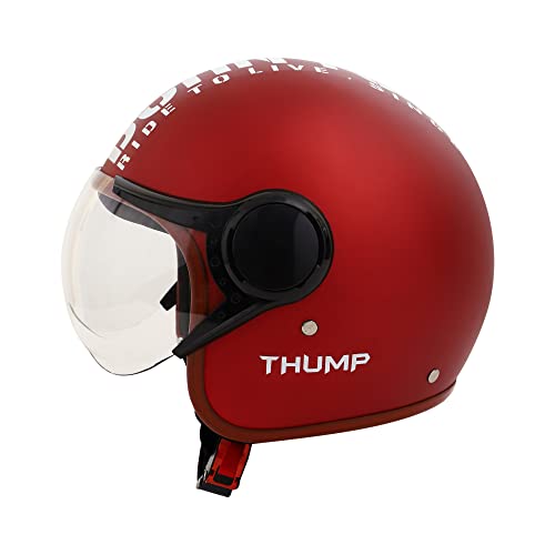 Image of ASCONE Polycarbonate Thump Open Face Helmet, ISI: 4151 Certified Two Wheeler Helmet, Matte Finish with Clear Visor