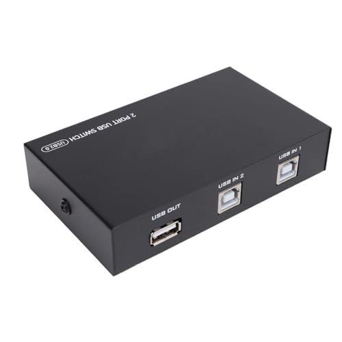 Fyearfly SW21B Interruptor USB, selector manual de 2 puertos para 2 computadoras para controlar una impresora o unidad de escaneo, perfecto para la organización de la oficina en casa, compatible con