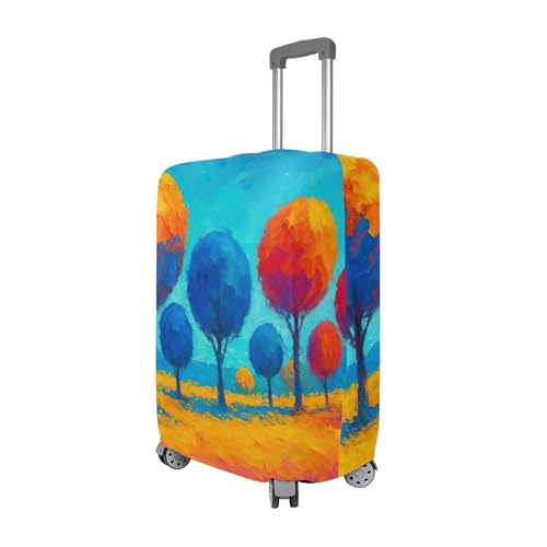 Joisal Prints Luggage Protector Suitcase Cover Cute Elastic Colorful Trees Blue Orange Vacation Essentials Suitcase Sleeve, M, Fits 22-24 Inch Case3