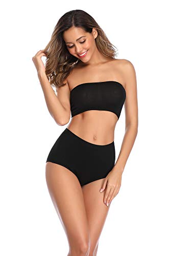 Image of Women's High Waist Cotton Underwear Soft Brief Panties Decorated with Lace Regular and Plus Size