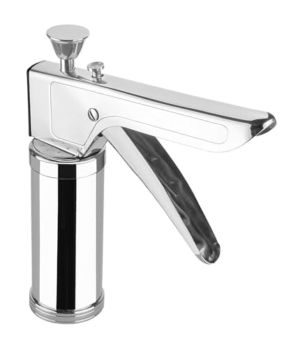Image of Stainless Steel Kitchen Press with Different Types of Jalies, Murukku Maker /Bhujiya Maker /Noodles /Cookies /Namkeen /Chakali Maker /Sev Maker /Farsan Maker /Gathiya Maker