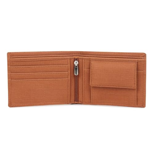 Image of VEMILIO Vegan Leather Wallet for Men | Eagle Print Embossed Premium Bifold Wallet | 3 Card Slots | 2 Cash Compartments | 1 Coin Pocket & 2 Secret Slots | Stylish, Durable & Gift for Men (Eagle, Tan)