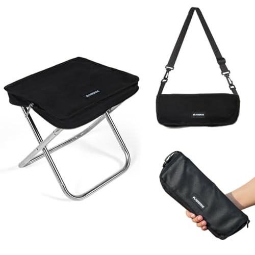 Lightweight Camping Stool 1.5lbs & Compact 12' - 350lbs Capacity! 3-Second Setup Portable Folding Stool with Shoulder Strap for Adults, Outdoor, Concert, Waiting in Line, Travel, Fishing & Camping