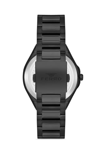 Image of Ferro Designed in Italy Acqua Analog Black Round Dial Men's Watch - FM31443A-G