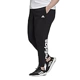 adidas Women's Essentials Linear French Terry Cuffed Pants, Black/White, M