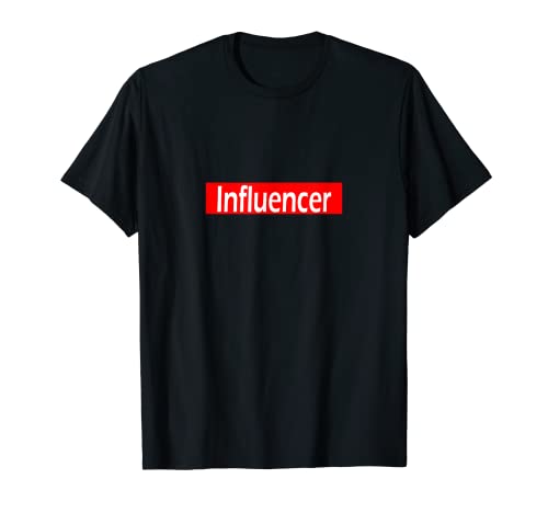 Influencer camiseta de logotipo rojo, Influencer rojo en caja logotipo t-shir Camiseta