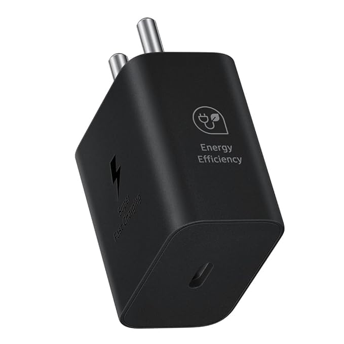 Image of Orignal 25W Type C Fast Charger for Samsung A15 A35 S21 FE S22 M33 M34 A54 | Super Fast Charging Adapter | Black