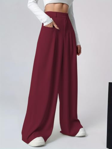 Image of GRECIILOOKS Trousers for Woman | Womens High Rise High Waist Flared Korean Style | Formal Pant for Women Office Wear| Track Pants for Womans Elegant for College & Events (Available in Plus Size)