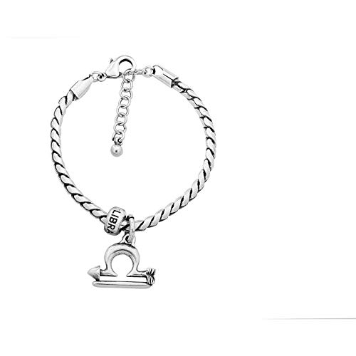 Ciclòn Pulsera unisex colección horóscopo. Pulsera de metal plateado, colgante de metal plateado con símbolo de escala. Tamaño: 16 cm, 20 cm. Cierre de mosquetón. Referencia, Bisutería