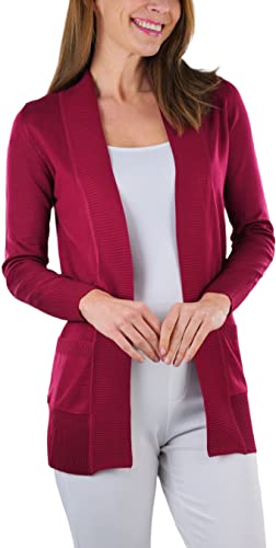 Image of ToBeInStyle Women's Long Sleeve Rib Banded Open Sweater Cardigan