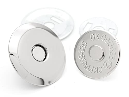 CRAFTMEMORE Magnetic Snap Buttons Quality Strong Clasp for Purse Sewing Handbags Closures 6 Pack MNU (18mm, Silver)