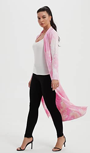 Image of Women's Floor Length Drape Sweater Cardigan -Lightweight Long Sleeve Open Front Maxi Duster with Pockets