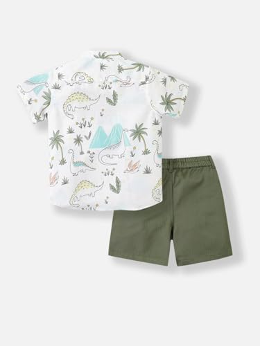 Image of Nautinati Boys Printed Collared Shirt with Shorts Clothing Set | Age 1-5 Years