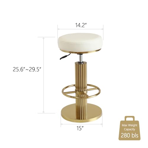 Image of FUNROLUX Bar Stools Counter Height Bar Stools Modern Adjustable Swivel Counter Height Chairs Backless Counter Stools with Metal Legs for Kitchen Island Dining Room (White)