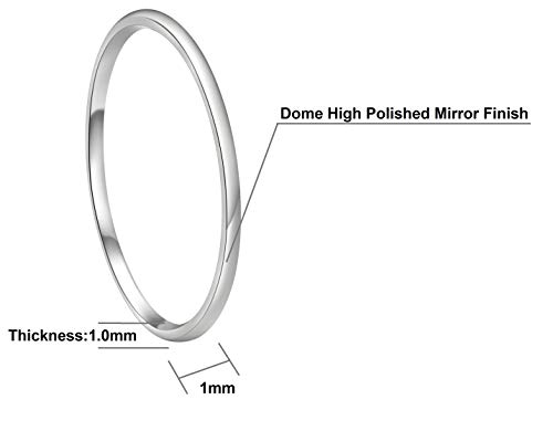 CROWNAL 1mm/2mm Thin White Tungsten Wedding Band Ring Men Women Matching Plain Dome Polished Comfort Fit Size 3 To 103