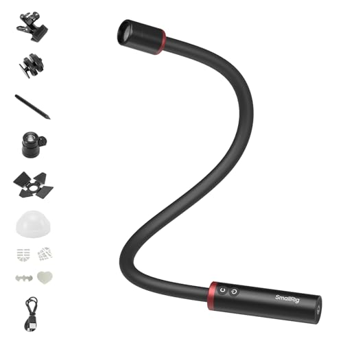 SmallRig RM 03 LEDライト アームライト マクロ撮影用 ビーム角調整可能 5色 CRI 95 TLCI 92 カメラライト コールドシューアダプター/クランプ/ディフューザーバーンドア付き 写真撮影用照明アーム IP54防水 -5480