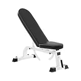 Hantelbank Mit Rad, Faltbare Mehrzweck-Bankpresse, Verstellbare Rückenlehne Und Sitzkissen, 500 Kg Tragfähigkeit For Ganzkörperübungen Im Heim-Fitnessstudio(White)