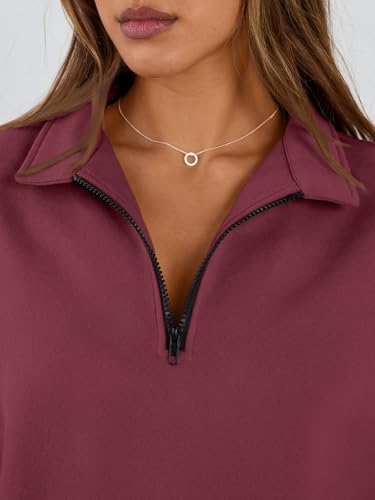 Image of Trendy Queen Women's Oversized Sweatshirts Half Quarter Zip Fleece Sweaters | Soft Cozy Zip Pullover, Comfort Warm Sweaters for Fall Winter, Fashion Mock Neck Outfits