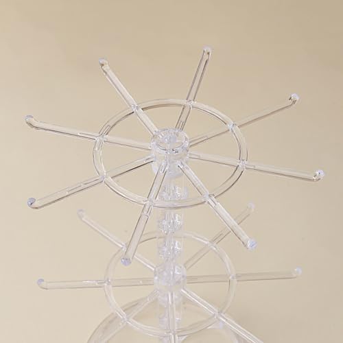 Dzrige Rotating Earring Necklace & Keychain Display Stand,2 Tier Jewelry Organizer (Transparent) - image 4