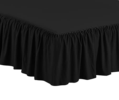 Kids Zone, Home Collection Bedskirt Ruffles Fabric Top And Bottom 15 Inch Drop New (Twin, Black) #TOP1
