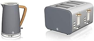 Swan Nordic 1.7 Litre Jug Kettle and 4 Slice Toaster Slate Grey