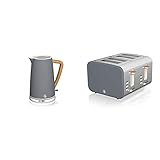 Swan Nordic 1.7 Litre Jug Kettle and 4 Slice Toaster Slate Grey
